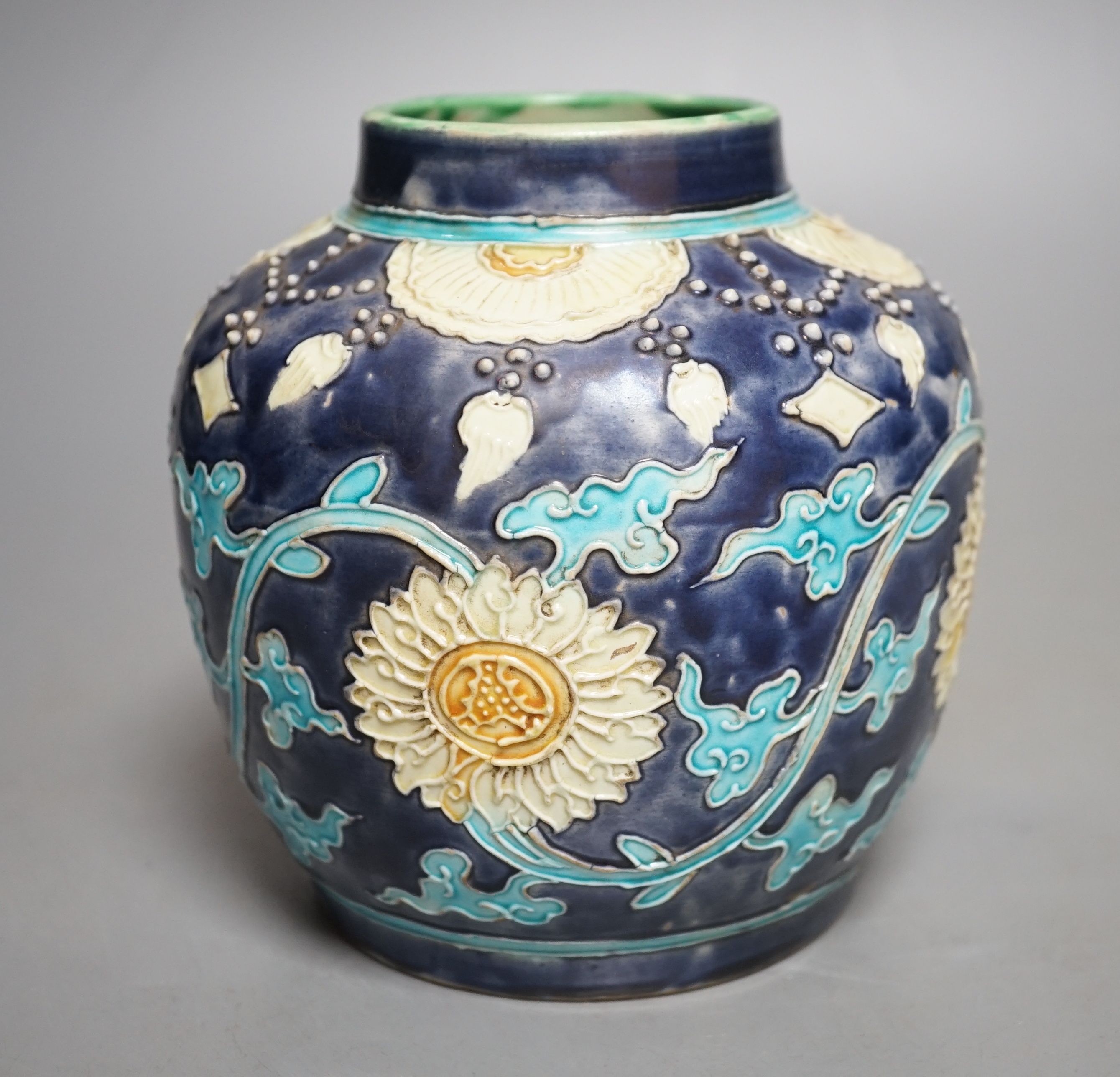 A Chinese blue glazed jar, Republic period